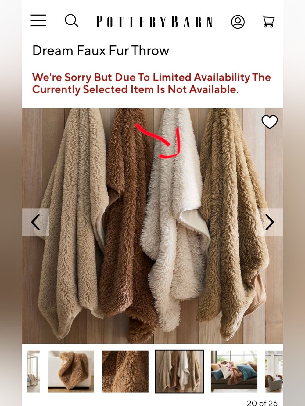 Pottery Barn Dream Faux Fur Throw -Oyster (SOLD OUT) FINAL SALE